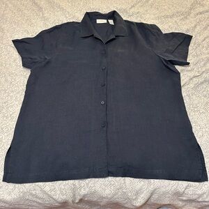 100% Linen Liz Claiborne Dark Blue Shirt